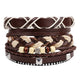 4pcs/set Multi-color Punk  Alloy Rope Bracelets